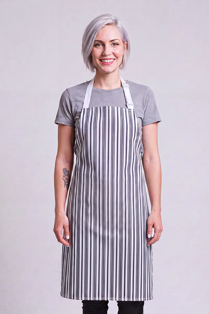 Chef Bib Woven White/Grey