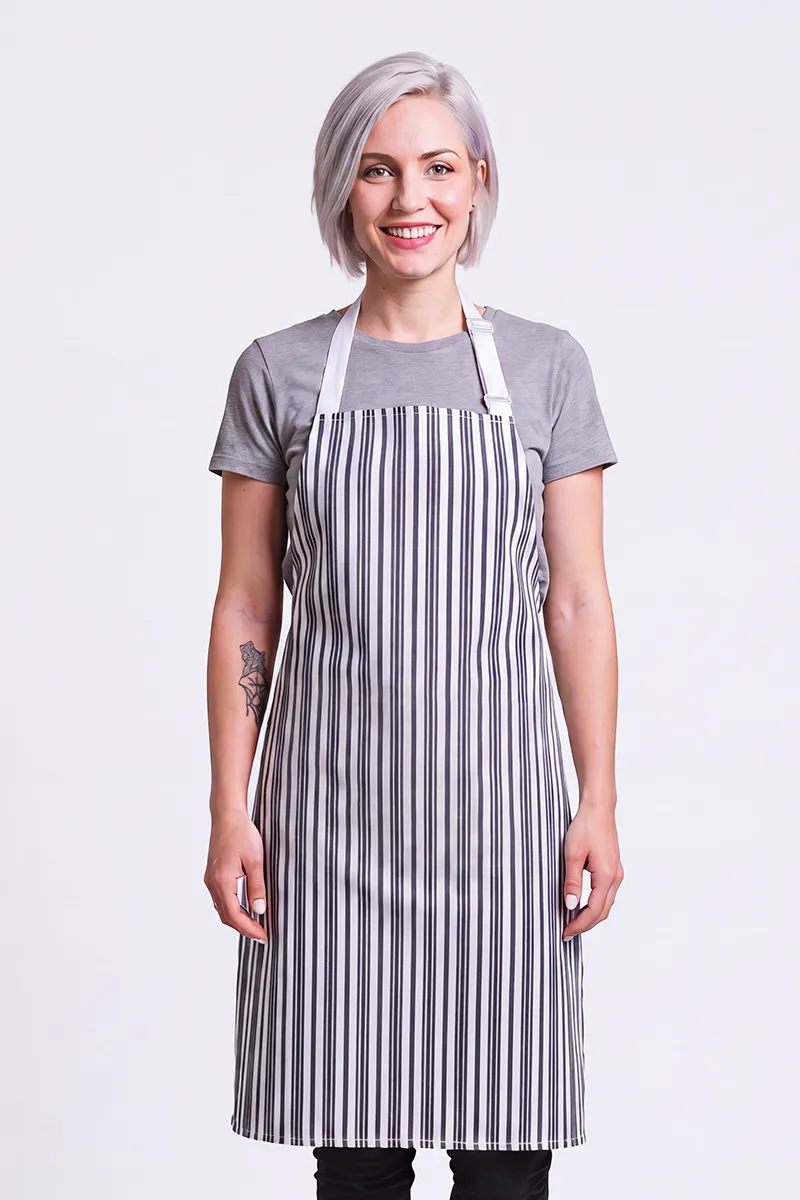 Chef Bib Woven White/Grey