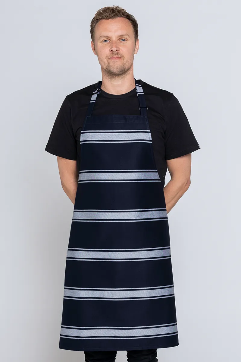 Chef Bib Woven Navy/White 