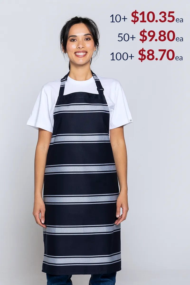Chef Bib Woven Navy/White