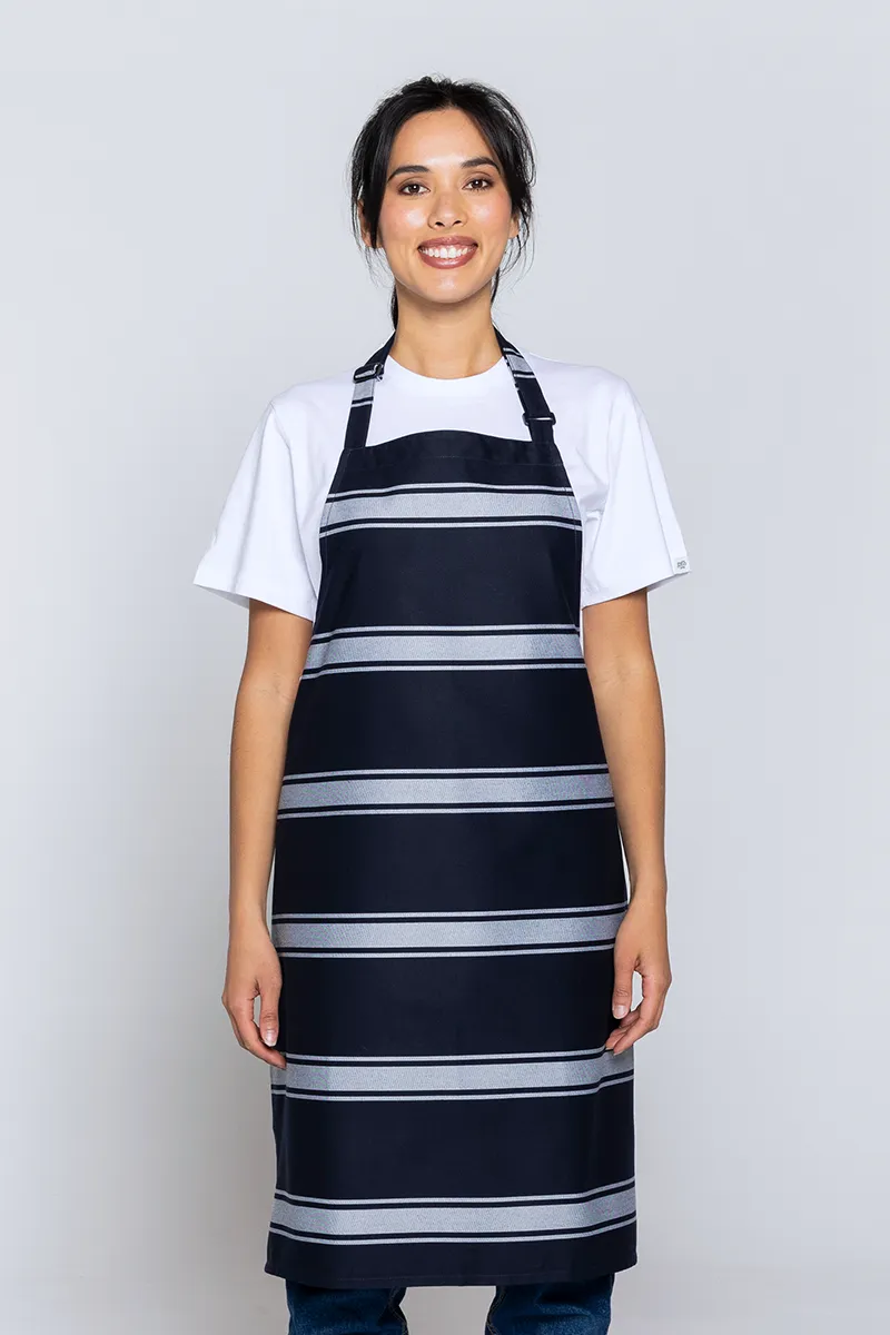 Chef Bib Woven Navy/White 