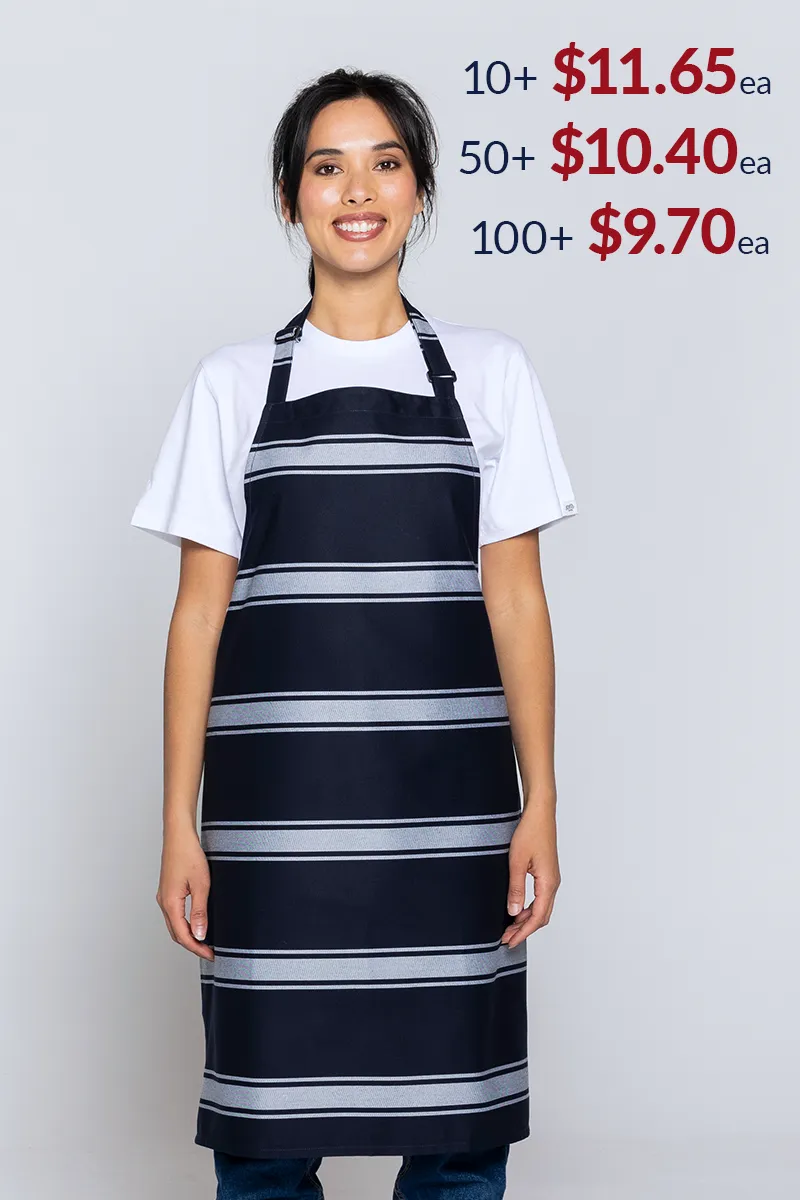 Chef Bib Woven Navy/White