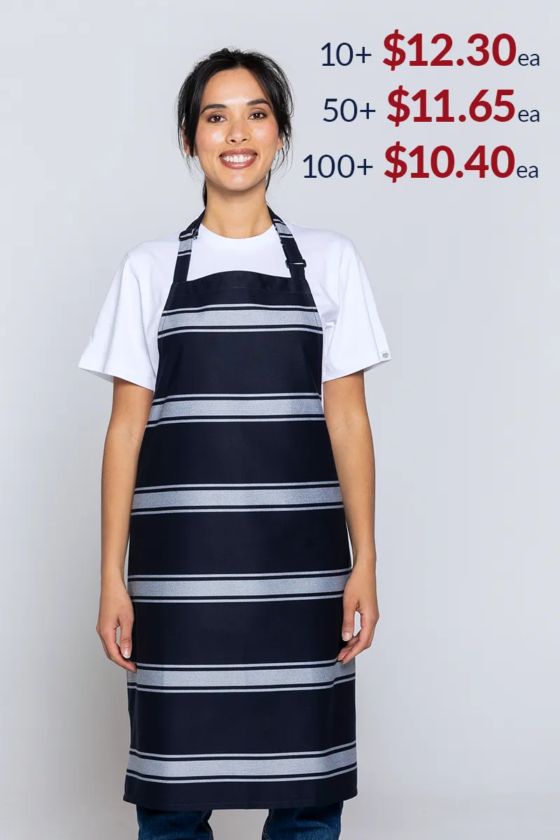 Chef Bib Woven Navy/White 