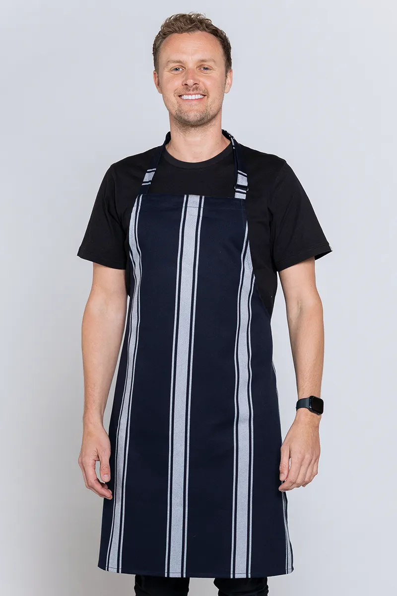 Chef Bib Woven Navy/White 