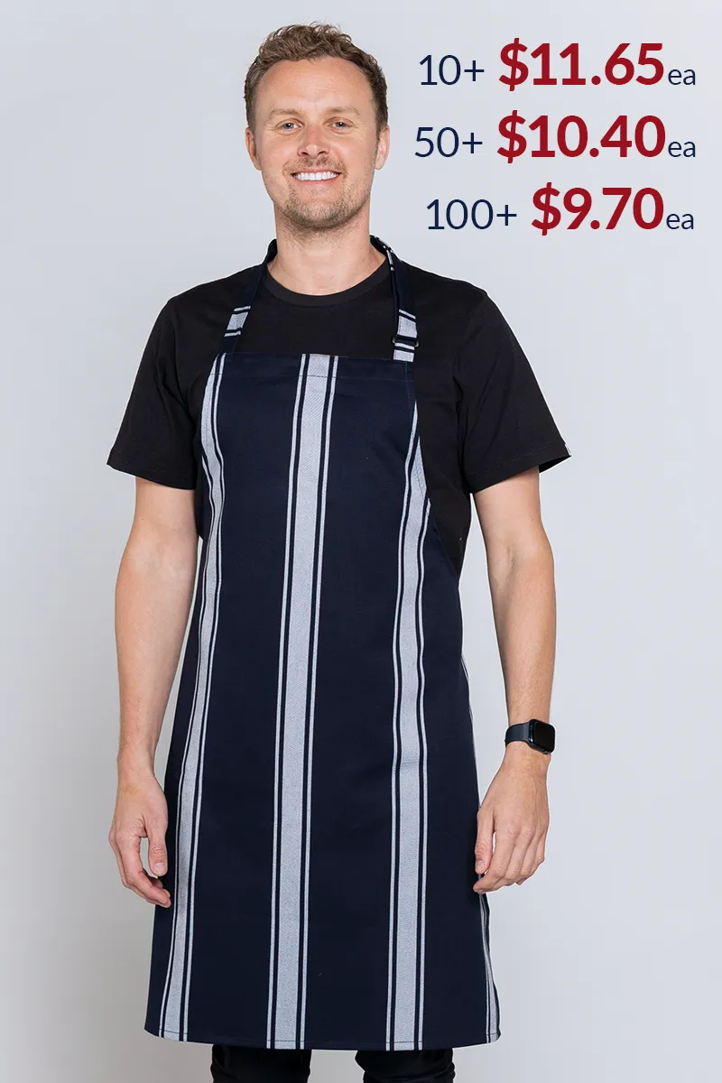 Chef Bib Woven Navy/White