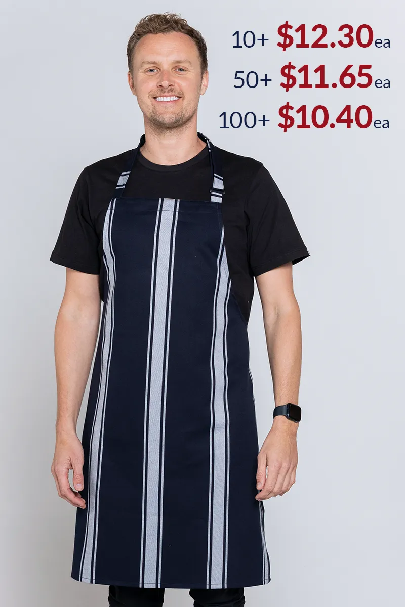 Chef Bib Woven Navy/White 