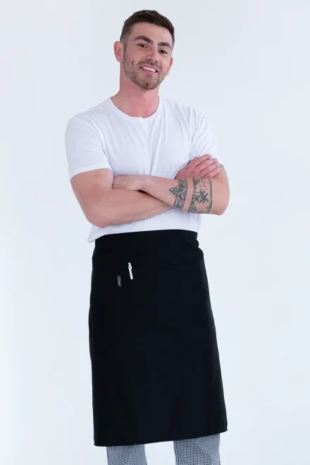 3/4 Waist Apron W/Pkt Black
