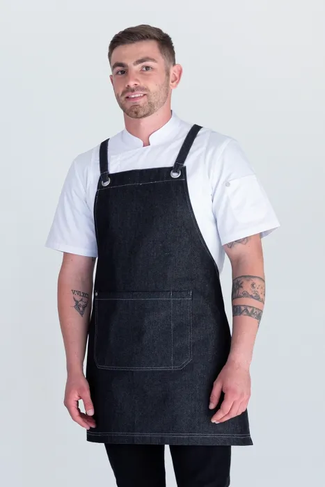 Aussie Chef Mia Crossback Bib Apron Black - Aprons by Aussie Chef