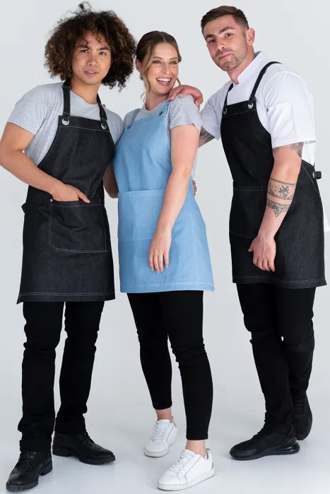 Aussie Chef Mia Crossback Bib Apron Black - Aprons by Aussie Chef