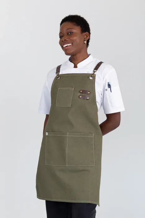 Buy Tomy Olive Bib Apron Online - Aussie Chef Aprons