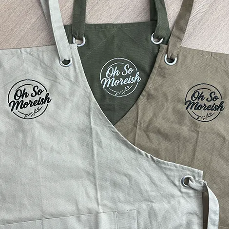 Oh So Moreish embroidered aprons