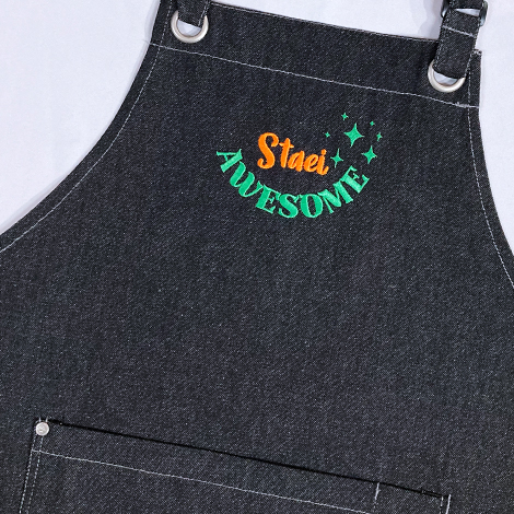 Customised denim apron