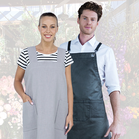 Hanna pinafore and Outback denim aprons