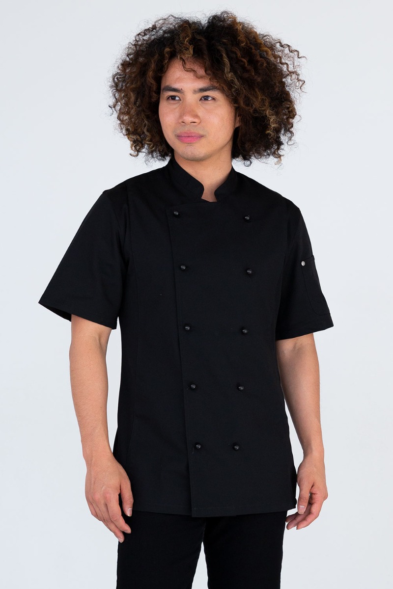 Leorenzo Designed VN-07 Men's Black Chef Jacket Multi Colour in Pipings Chef Coat 